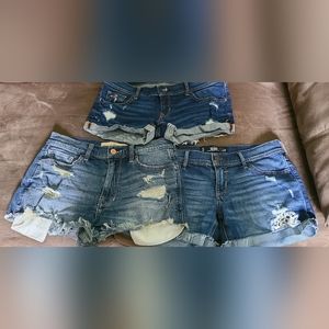Bundle Hollister Distressed Blue Jean shorts. Size 5